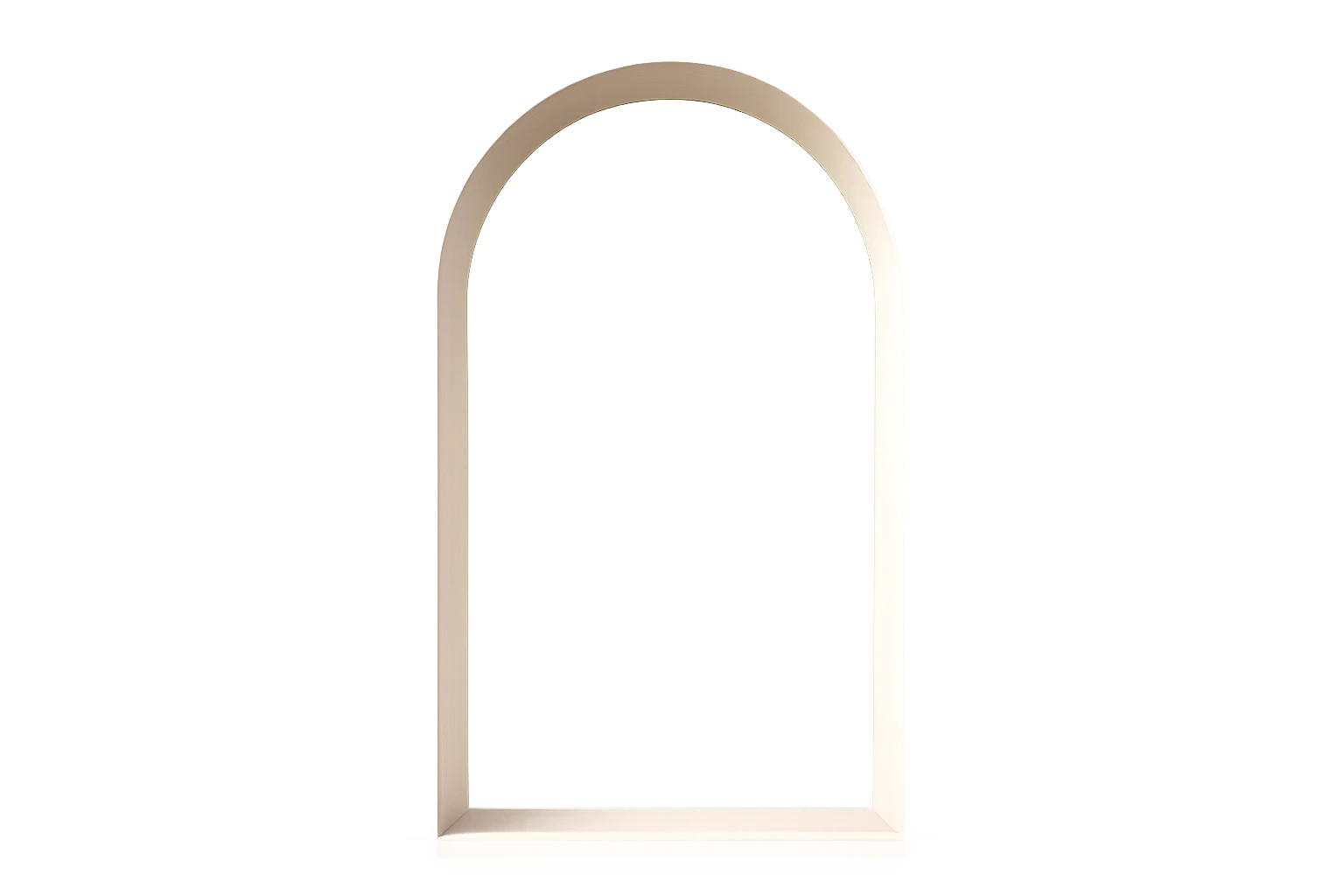 An arched window set into a softly lit wall.