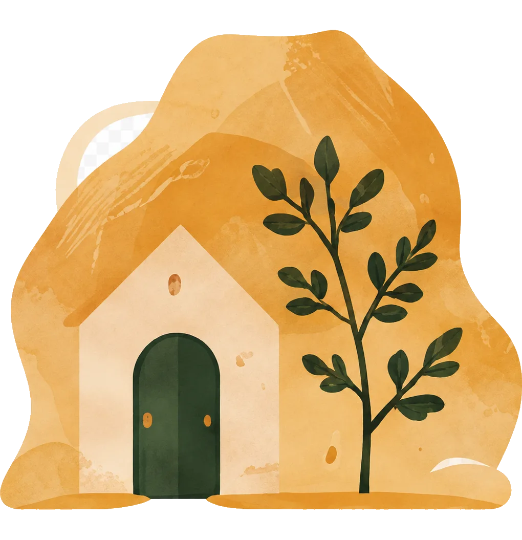An illustration of a village.